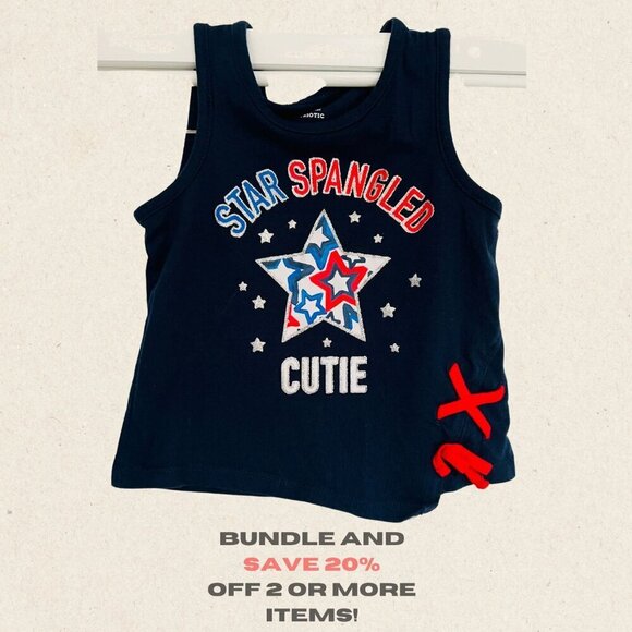 ✨ Star Spangled Cutie Navy Blue Tank Top - Size 2T ✨ - Picture 1 of 3